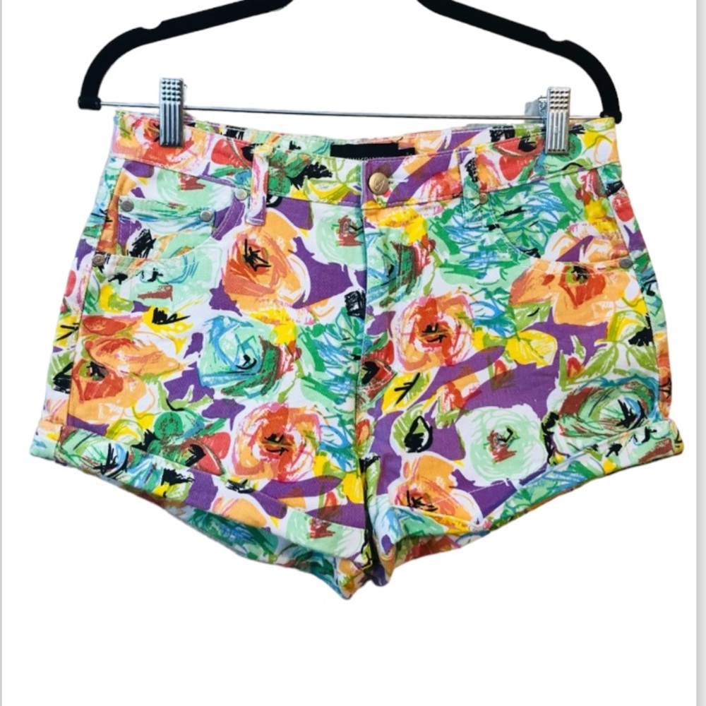 MINKPINK high waisted tropical floral multi colored shorts